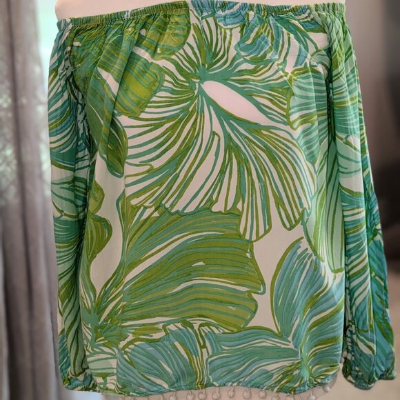 Lily Pulitzer Off the Shoulder tropical print blouse, Size M - Picture 1 of 4